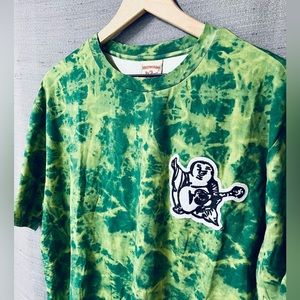 True Religion Green Tie Dye Short Sleeve Buddha Logo Tee Shirt Size L